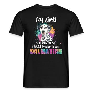 Colorful world thanks to my Dalmatian dog - T-shirt homme - noir - Devant - AI Model Male 178 light (178cm)