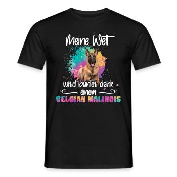 Bunte Welt dank meines Malinois Hund - Männer T-Shirt - Schwarz - Vorne - AI Model Male 178 light (178cm)