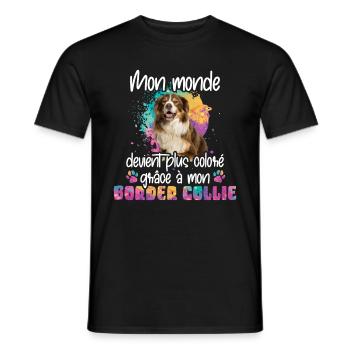 Grâce à mon Border collie chien - Männer T-Shirt - Schwarz - Vorne - AI Model Male 178 light (178cm)