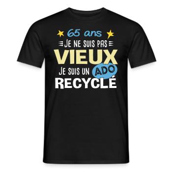 65 ans anniversaire papy fête des pères humour - T-shirt homme - noir - Devant - AI Model Male 178 light (178cm)