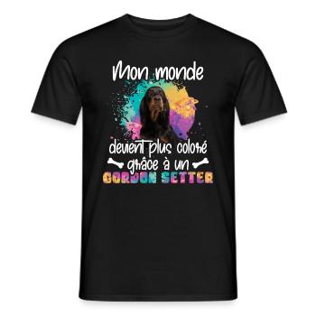 Monde coloré gordon setter Setter Gordon - Männer T-Shirt - Schwarz - Vorne - AI Model Male 178 light (178cm)
