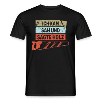 Ich kam sah und sägte Holz lustiger Handwerker - Männer T-Shirt - Schwarz - Vorne - AI Model Male 178 light (178cm)