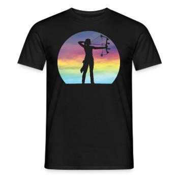 Bogenschießen Mädchen Retro Sonnenuntergang Bogenjagd Bogenschießen - Männer T-Shirt - Schwarz - Vorne - AI Model Male 178 light (178cm)