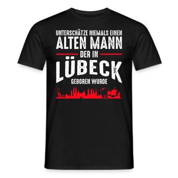 Lübeck - Alter Mann lustige Sprüche Geschenkidee - Männer T-Shirt - Schwarz - Vorne - AI Model Male 178 light (178cm)