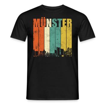 Münster | Retro Vintage Style - Männer T-Shirt - Schwarz - Vorne - AI Model Male 178 light (178cm)