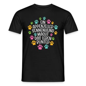 Appenzeller Sennenhund Leben bunter Hunde - Männer T-Shirt - Schwarz - Vorne - AI Model Male 178 light (178cm)