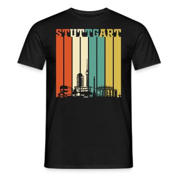 Stuttgart | Stuttgart Geschenk Skyline - Männer T-Shirt - Schwarz - Vorne - AI Model Male 178 light (178cm)