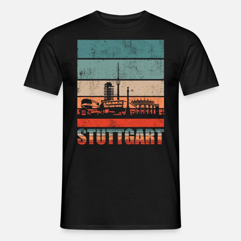 Stuttgart Skyline Geschenkidee - Männer T-Shirt - Schwarz