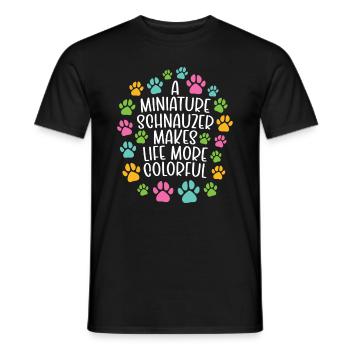 Schnauzer miniature faire la vie chien coloré - T-shirt homme - noir - Devant - AI Model Male 178 light (178cm)