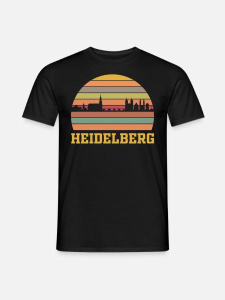 Heidelberg Stadt Skyline Retro Style - Männer T-Shirt - Schwarz
