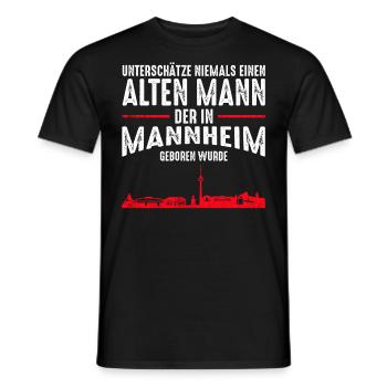 Mannheim Skyline - Lustige alte Männer Sprüche - Männer T-Shirt - Schwarz - Vorne - AI Model Male 178 light (178cm)