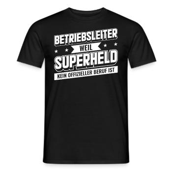 Beruf & Arbeit | Betriebsleiter Superheld - Männer T-Shirt - Schwarz - Vorne - AI Model Male 178 light (178cm)
