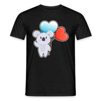 Koala-Bär Kawaii mit rotem Herz-Blau-Ballon - Männer T-Shirt - Schwarz - Vorne - AI Model Male 178 light (178cm)