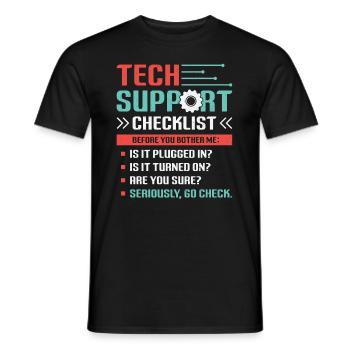 Funny Tech Support Checklist Helpdesk - Men's T-Shirt - black - Front - AI Model Male 178 light (178cm)