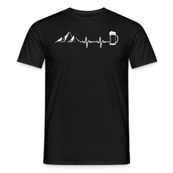 Wandern Wanderer EKG Herzschlag Berge & Bier - Männer T-Shirt - Schwarz - Vorne - AI Model Male 178 light (178cm)