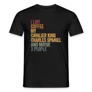 Café et mon épagneul Cavalier King Charles - T-shirt homme - noir - Devant - AI Model Male 178 light (178cm)