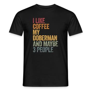 Le café et mon doberman dobermann - T-shirt homme - noir - Devant - AI Model Male 178 light (178cm)
