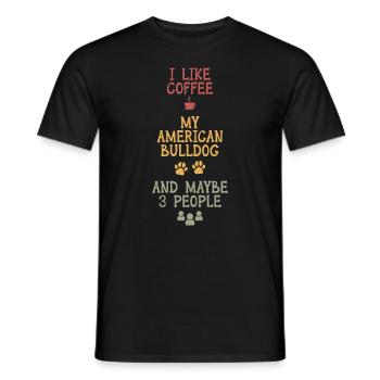 Le café et mon bouledogue américain - T-shirt homme - noir - Devant - AI Model Male 178 light (178cm)