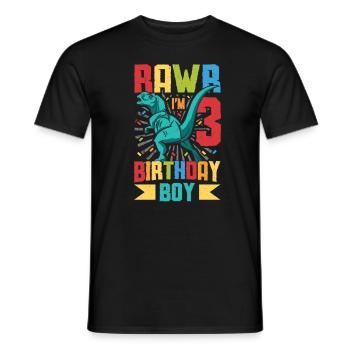 Anniversaire Trex Dinosaure 3ème Anniversaire Garçon - T-shirt homme - noir - Devant - AI Model Male 178 light (178cm)