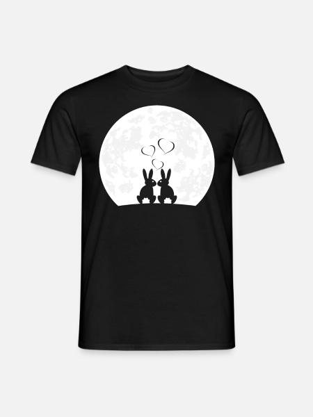 Heart Rabbit Rabbit Ladies Moon Love Rabbits - Men's T-Shirt - black