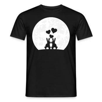 Heart Rabbit Rabbit Ladies Moon Love Rabbit Motif - Men's T-Shirt - black - Front - AI Model Male 178 light (178cm)