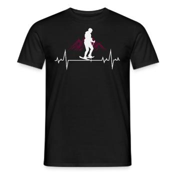 Schneeschuhwanderer Wandern Winter Schneeschuhwandern Herzschlag - Männer T-Shirt - Schwarz - Vorne - AI Model Male 178 light (178cm)