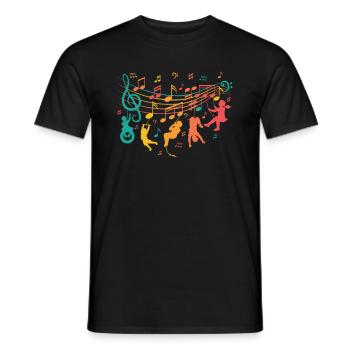 Music uses sheet music - music lovers - Men's T-Shirt - black - Front - AI Model Male 178 light (178cm)