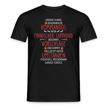 Finnischer Lapphund Kommandos - Männer T-Shirt - Schwarz - Vorne - AI Model Male 178 light (178cm)