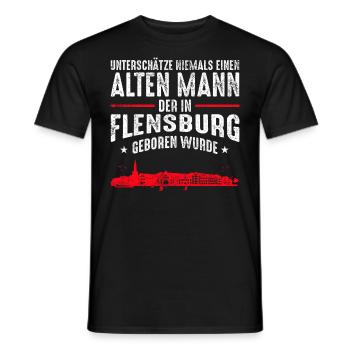 Flensburg Stadt Skyline | Alter Mann Flensburger - Männer T-Shirt - Schwarz - Vorne - AI Model Male 178 light (178cm)
