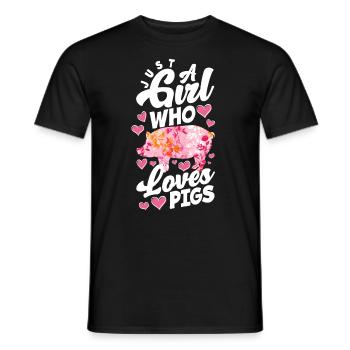 Just a girl who loves pigs - Men's T-Shirt - black - Front - AI Model Male 178 light (178cm)
