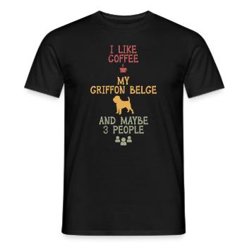 I like coffee my griffon belge and maybe 3 people - Men's T-Shirt - black - Front - AI Model Male 178 light (178cm)