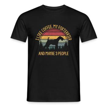 J’aime le café mon foxterrier et peut-être 3 personnes - T-shirt homme - noir - Devant - AI Model Male 178 light (178cm)