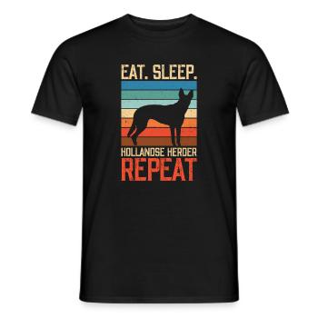 Manger dormir Hollandse Herder Répéter - T-shirt homme - noir - Devant - AI Model Male 178 light (178cm)