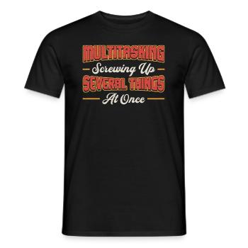 Multitasking-Aufschrauben mehrerer Dinge - Männer T-Shirt - Schwarz - Vorne - AI Model Male 178 light (178cm)