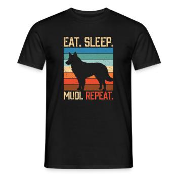 Manger dormir Mudi Répéter - T-shirt homme - noir - Devant - AI Model Male 178 light (178cm)