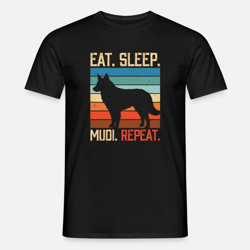 Eat sleep Mudi Repeat - Männer T-Shirt - Schwarz