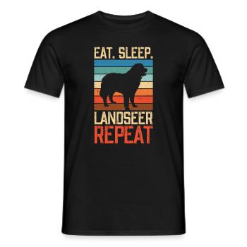 Manger dormir Landseer Répéter - T-shirt homme - noir - Devant - AI Model Male 178 light (178cm)