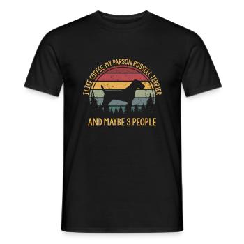 J’aime le café et mon Parson Russell terrier - T-shirt homme - noir - Devant - AI Model Male 178 light (178cm)