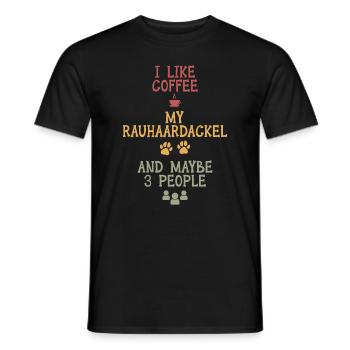 J’aime le café mon Rauhaardackel et peut-être 3 personnes - T-shirt homme - noir - Devant - AI Model Male 178 light (178cm)