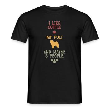 J’aime le café mon Puli et peut-être 3 personnes - T-shirt homme - noir - Devant - AI Model Male 178 light (178cm)