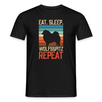 Eat sleep Wolfsspitz Repeat - Men's T-Shirt - black - Front - AI Model Male 178 light (178cm)