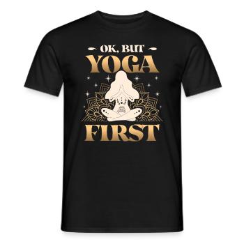Ok, mais le yoga était le premier, Lotus Namaste - T-shirt homme - noir - Devant - AI Model Male 178 light (178cm)