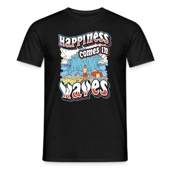 Le bonheur vient dans les vagues Surf Océan Vacances d’été - T-shirt homme - noir - Devant - AI Model Male 178 light (178cm)