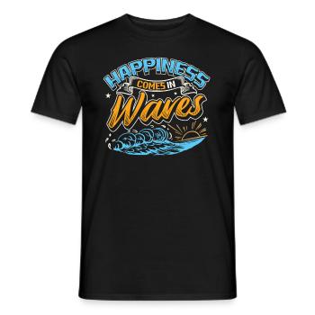 Le bonheur vient dans les vagues Surf Océan Vacances d’été - T-shirt homme - noir - Devant - AI Model Male 178 light (178cm)