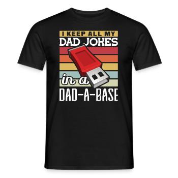 I keep all my Dad Jokes in a Dad-a-Base Vatertag - Männer T-Shirt - Schwarz - Vorne - AI Model Male 178 light (178cm)