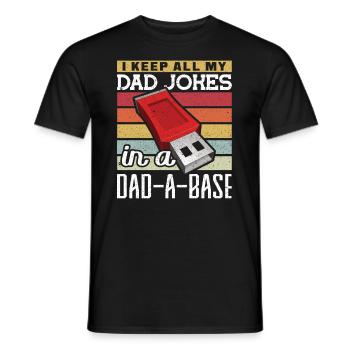 I keep all my Dad Jokes in a Dad-a-Base Vatertag - Männer T-Shirt - Schwarz - Vorne - AI Model Male 178 light (178cm)