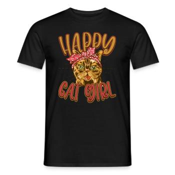 Happy Cat Girl Kätzchen - Männer T-Shirt - Schwarz - Vorne - AI Model Male 178 light (178cm)
