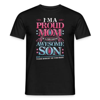 Fière mère d’un fils génial et effrayant - T-shirt homme - noir - Devant - AI Model Male 178 light (178cm)