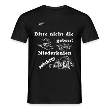 Niederknien reicht mit weißer Schrift - Männer T-Shirt - Schwarz - Vorne - AI Model Male 178 light (178cm)
