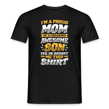 Fière mère d’un fils génial et effrayant - T-shirt homme - noir - Devant - AI Model Male 178 light (178cm)